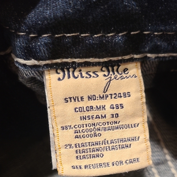 Miss Me Dark Blue Skinny Jeans with Embellished Pocket - Picture 8 of 8